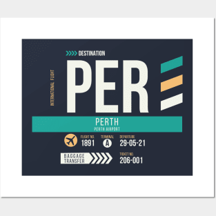 Perth (PER) Airport Code Baggage Tag Posters and Art